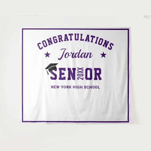 Tenture Graduation moderne violet - Photo Booth Arrière-pl (Devant (Horizontal))