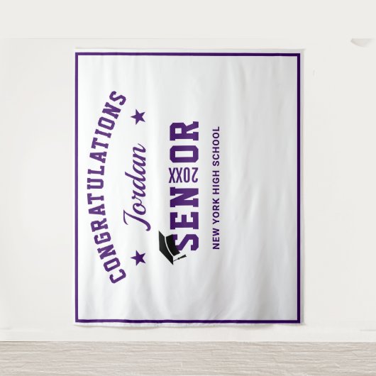 Tenture Graduation moderne violet - Photo Booth Arrière-pl (Devant)