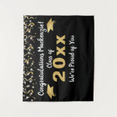 Tenture Graduation Noir Gold Confetti Classe Année Context (Devant)