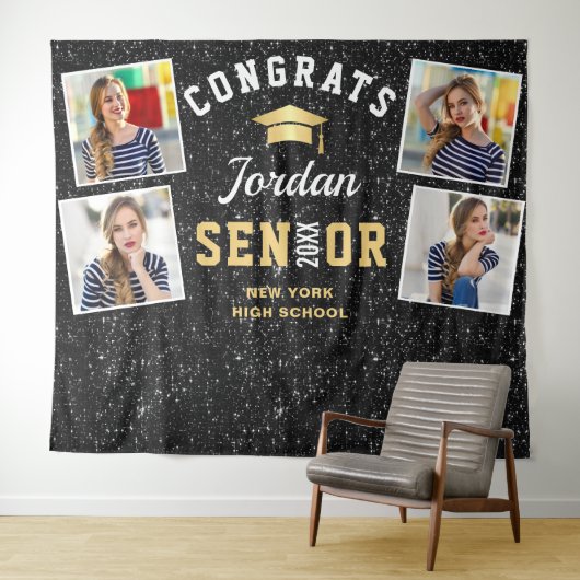 Tenture Graduation Noire moderne 4 - Booth Backdrop (en no (En situation (horizontale))