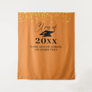 Tenture Graduation Orange Noir Classe Année Contexte