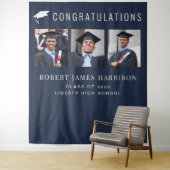 Tenture Graduation Party Blue Photo Booth Backdrop (En situation)