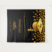 Tenture Graduation party or noir casquette diplômé 2025 (Devant (Horizontal))