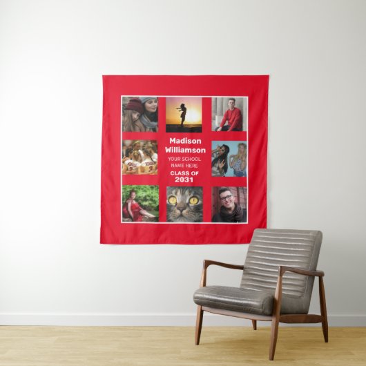 Tenture Graduation Tapestry 8 Photo Collage Classe De L'An (En situation (horizontale))