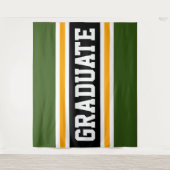 Tenture GRADUÉ Vert collégial Noir Orange Rayures (Devant)