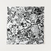 Tenture Graffiti Abstrait en noir et blanc  (Devant (Horizontal))