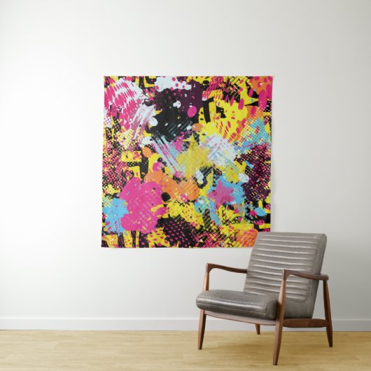 Tenture Graffiti brillant psychédélique sans couture motif (En situation)