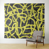 Tenture Graffiti en brique jaune noire Hip hop (En situation (horizontale))