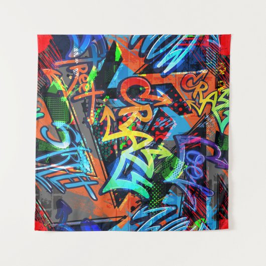 Tenture Graffiti lumineux, design graphique urbain. (Devant (Horizontal))