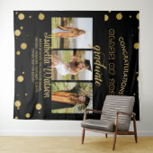 Tenture Grand 3 Photos Graduation Party BlackGold fond (En situation (horizontale))