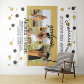 Tenture Grand 3 Photos Graduation Party BlackGold fond (En situation (horizontale))