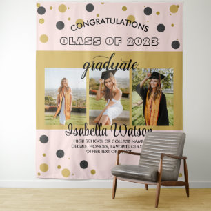 Tenture Grand 3 Photos Graduation Party BlackGold fond