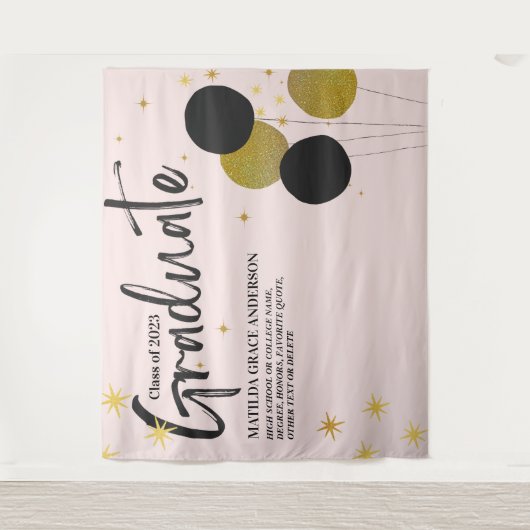 Tenture Grand BlackGold Graduation Party Photo fond (Devant)