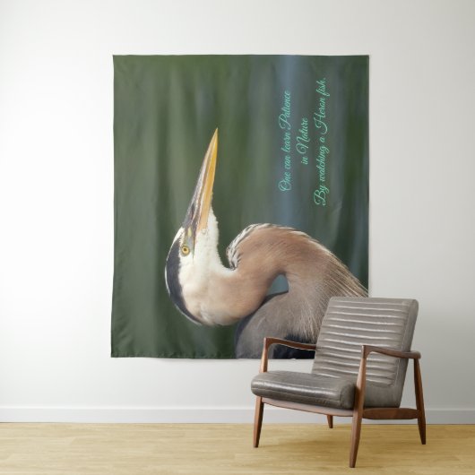 Tenture Grand Héron Bleu gros plan (En situation)
