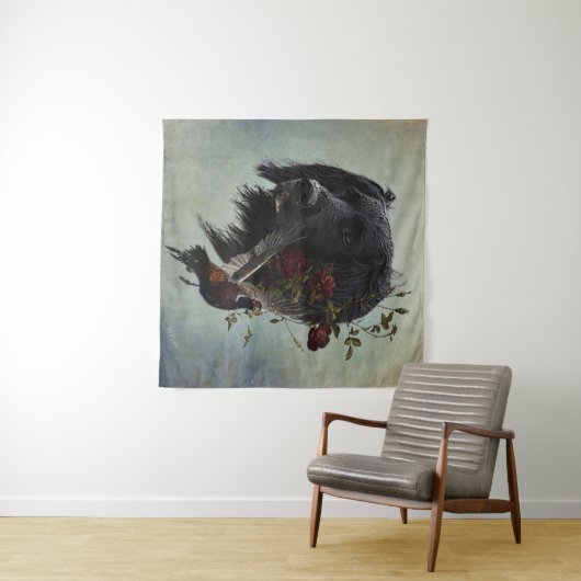 Tenture Grand Munsterlander avec faisan (En situation (horizontale))