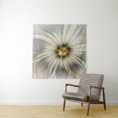 Tenture Grande Fleur d'ivoire, Abstrait Art Fractal Modern (En situation)