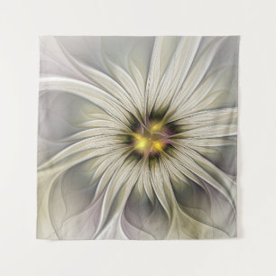 Tenture Grande fleur d'ivoire, art fractal moderne abstrai