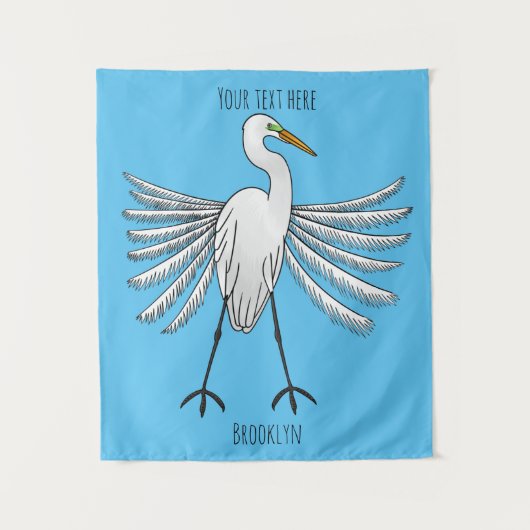 Tenture Grande illustration de dessin animé d'aigrette (Devant)