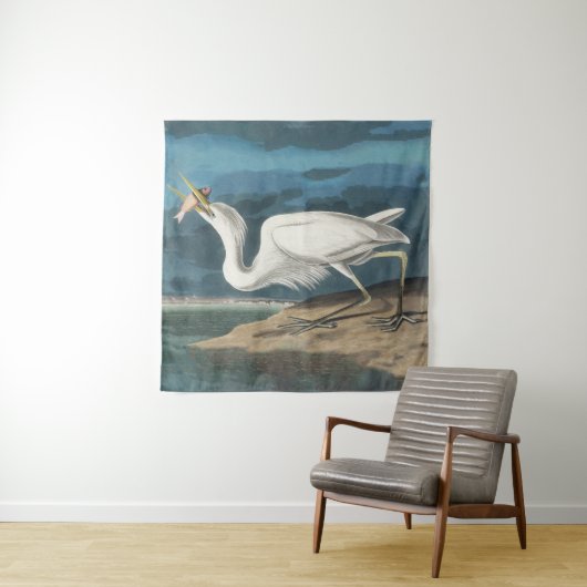 Tenture Grande Peinture de la faune d'Audubon Heron blanc (En situation)
