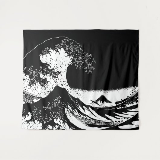 Tenture Grande vague au large de Kanagawa Noir et blanc (Devant (Horizontal))