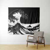 Tenture Grande vague au large de Kanagawa Noir et blanc (En situation (horizontale))