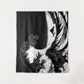 Tenture Grande vague au large de Kanagawa Noir et blanc (Devant)