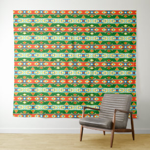 Tenture Grandes et formes géométriques vert orange blanc