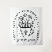Tenture Grandir dans le café de grâce Jésus citations (Devant)