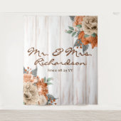 Tenture Grange rustique en bois blanc Fleurs orange pour m (Devant)