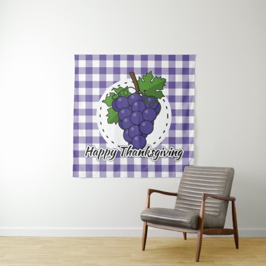 Tenture Grape on Violet Plaid (En situation)
