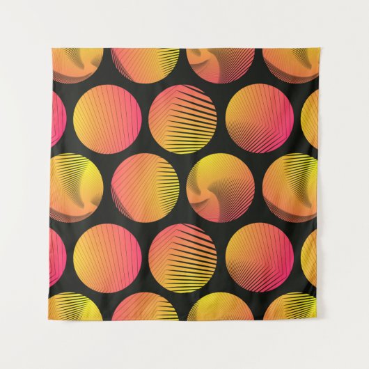Tenture graphic circles seamless pattern in orange fire sh (Devant)