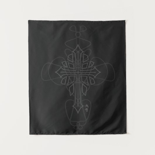 Tenture Graphique de croix gris foncé (Devant)