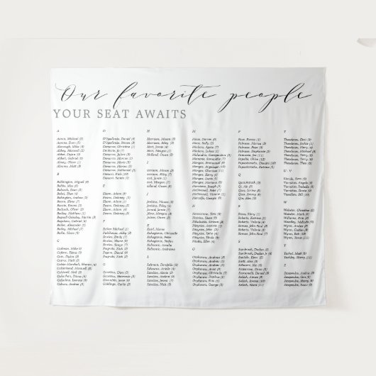 Tenture Graphique de sièges alphabétiques Mariage des pers (Devant (Horizontal))