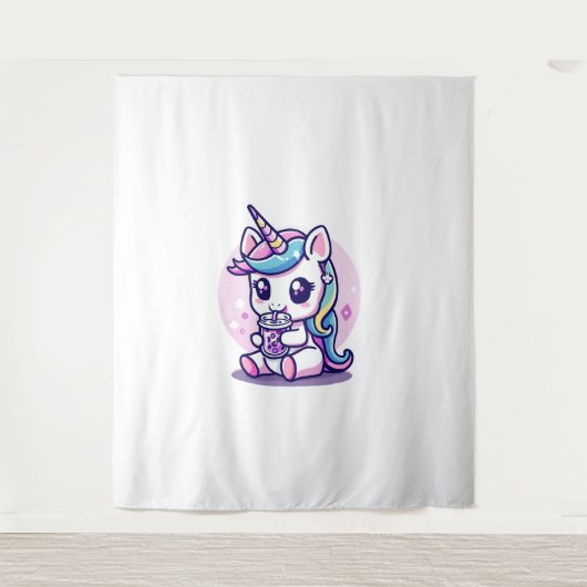 Tenture Graphique Licorne Mignonne mangeant de la Soupe de (Devant)