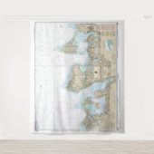 Tenture Graphique marin des baies d'huîtres et de Huntingt (Devant)