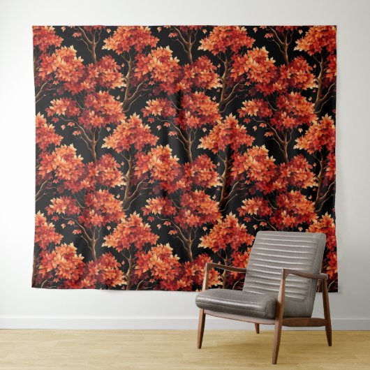 Tenture Graphique Motif sans couture Red Fall Maple Tree (En situation (horizontale))