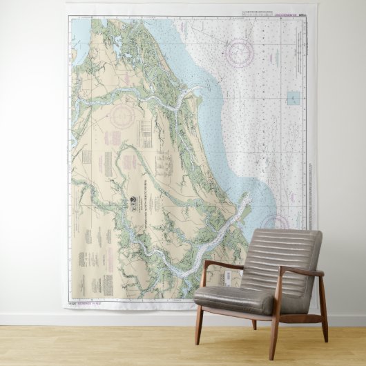 Tenture Graphique nautique des rivières Stono et Edisto No (En situation)