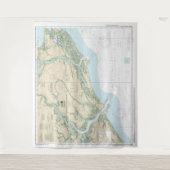 Tenture Graphique nautique des rivières Stono et Edisto No (Devant)