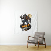 Tenture Graphisme Halloween Wolf Night (En situation)
