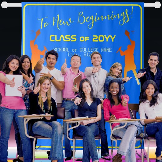 Tenture Gras Bleu Moderne Tech Graduation