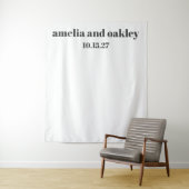 Tenture Gras minimal Noir Blanc personnalisé fond de maria (En situation)