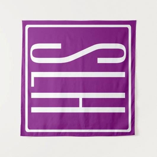 Tenture Gras moderne 3 initiales Monogramme | Blanc et pou (Devant (Horizontal))