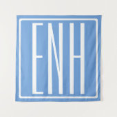 Tenture Gras moderne 3 initiales Monogramme | Bleu doux (Devant)