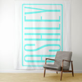 Tenture Gras & Moderne votre nom ou mot | Blanc Turquoise (En situation)