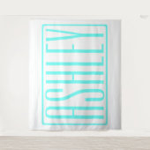 Tenture Gras & Moderne votre nom ou mot | Blanc Turquoise (Devant)