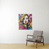 Tenture Gras Retro Pop Art Portrait (En situation)