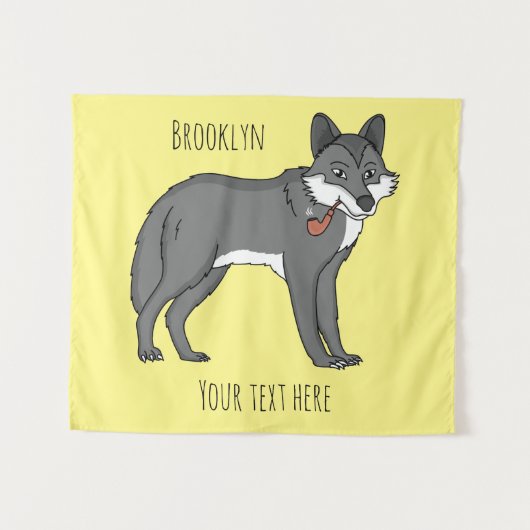 Tenture Gray wolf with pipe cartoon (Devant (Horizontal))