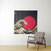 Tenture "Great Wave of kanagawa". Hokusai, Japanese wave i (En situation)