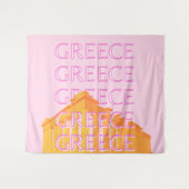 Tenture Grèce, Art Voyage, Rose (Devant (Horizontal))