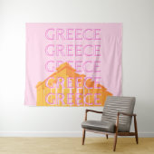 Tenture Grèce, Art Voyage, Rose (En situation (horizontale))